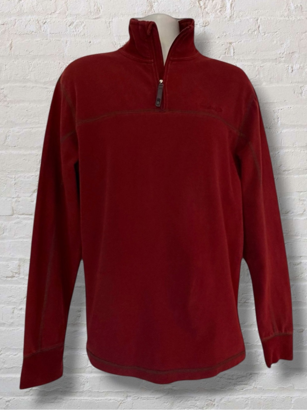 Timberland Men’s Red Quarter Zip Pullover Sweatshirt Size L Logo Casual